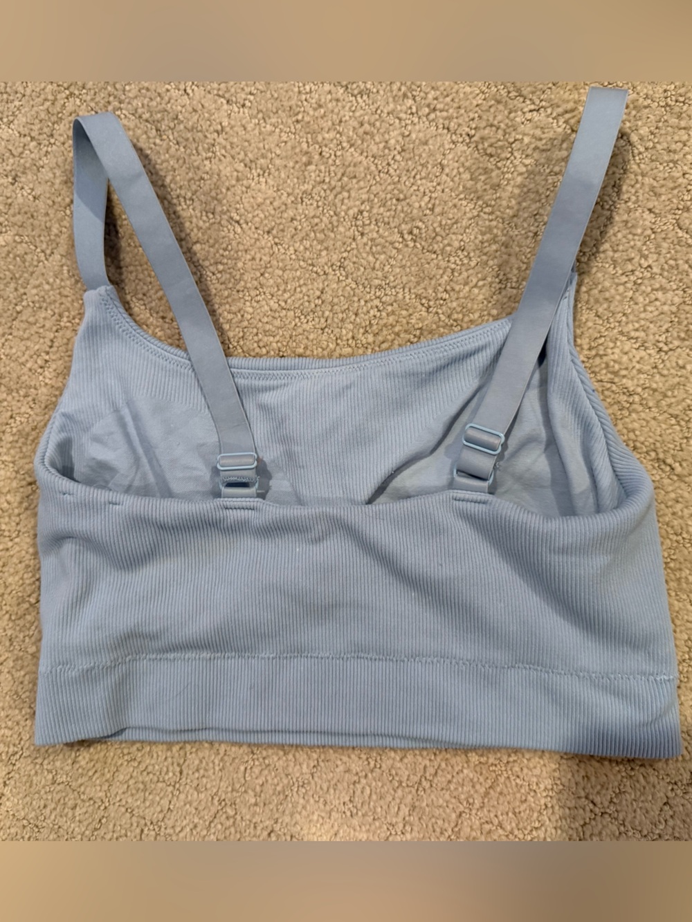 Light Blue Ribbed Cropped Bralette - Picture 3 of 5